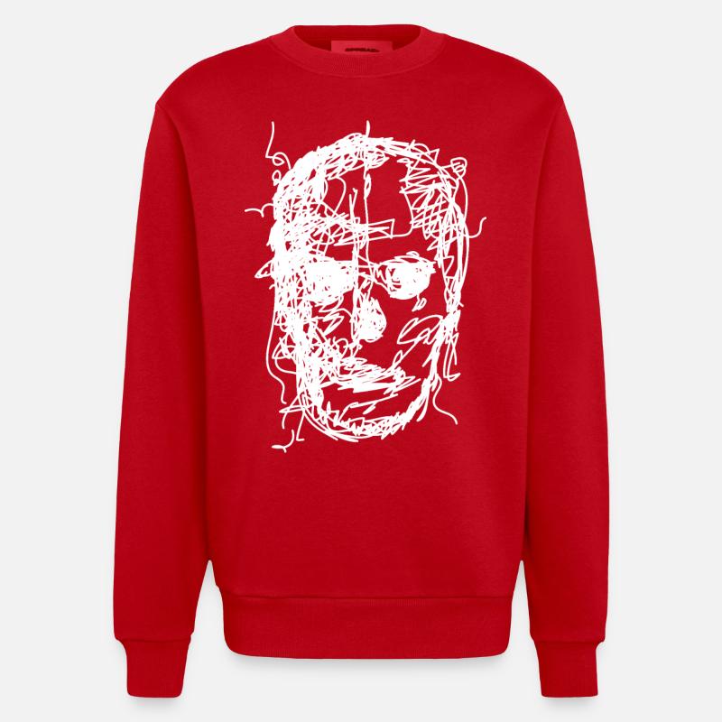 Dessin de crâne - Sweat bio épais oversize fabriqué en UE - rouge