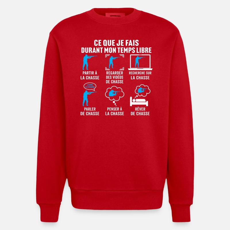 Partir à la chasse - Sweat bio épais oversize fabriqué en UE - rouge