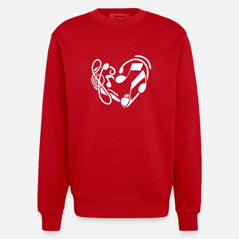 Musique Note de musique Amour - Sweat bio épais oversize fabriqué en UE - rouge