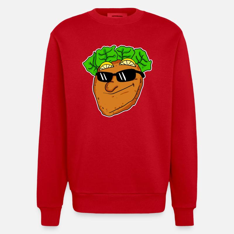 Cooles Schnitzel mit Sonnenbrille - Heavyweight Oversized Organic Crew Neck Made in EU - Rot