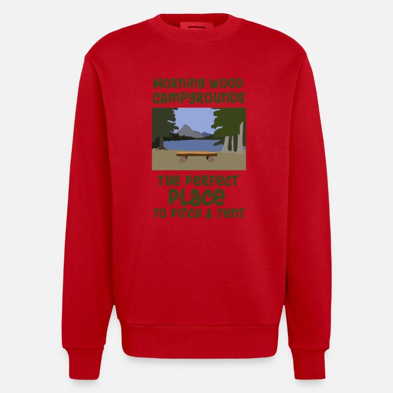 Camping Spruch Zelten - Heavyweight Oversized Organic Crew Neck Made in EU - Rot