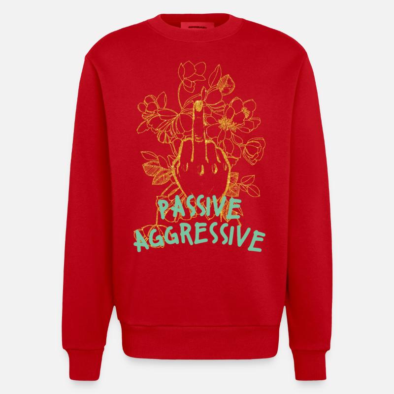 Passive aggressive Blumengrafik - Heavyweight Oversized Organic Crew Neck Made in EU - Rot