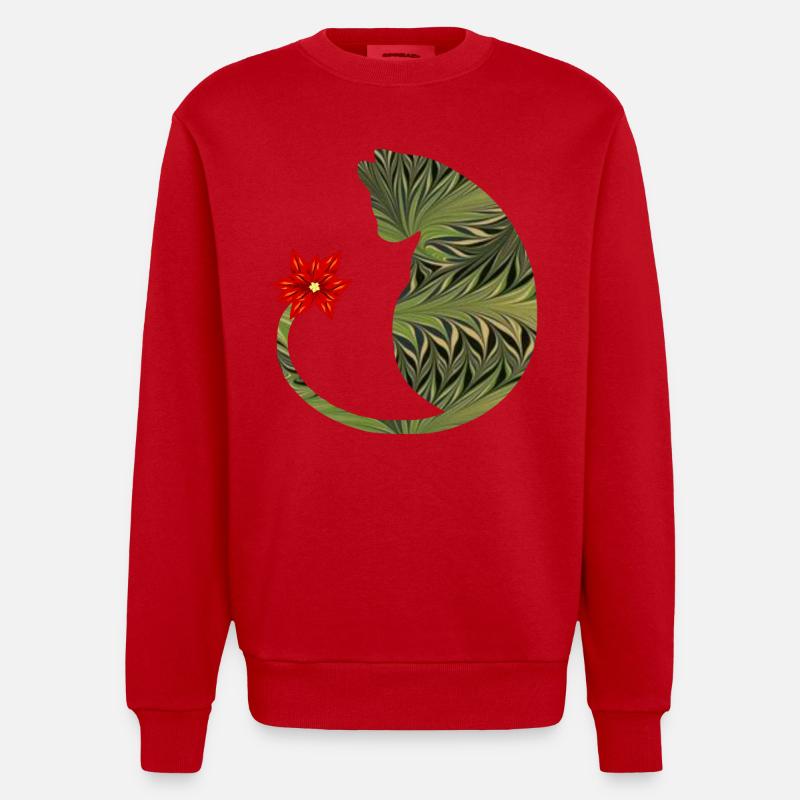 chat avec fleur e 101 - Sweat bio épais oversize fabriqué en UE - rouge