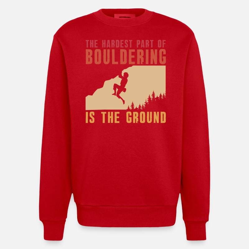 Bouldern Boulderer Boulder - Heavyweight Oversized Organic Crew Neck Made in EU - Rot