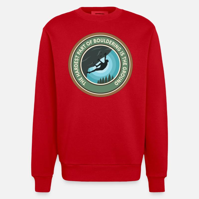 Bouldern Boulderer Boulder - Heavyweight Oversized Organic Crew Neck Made in EU - Rot