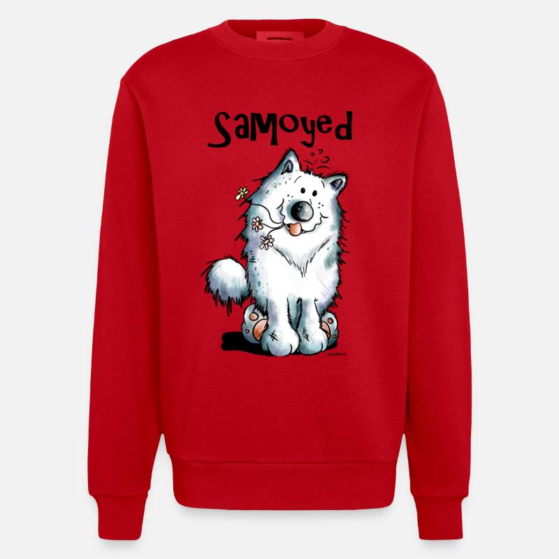 Drôle et mignon Samoyède Chien - Sweat bio épais oversize fabriqué en UE - rouge