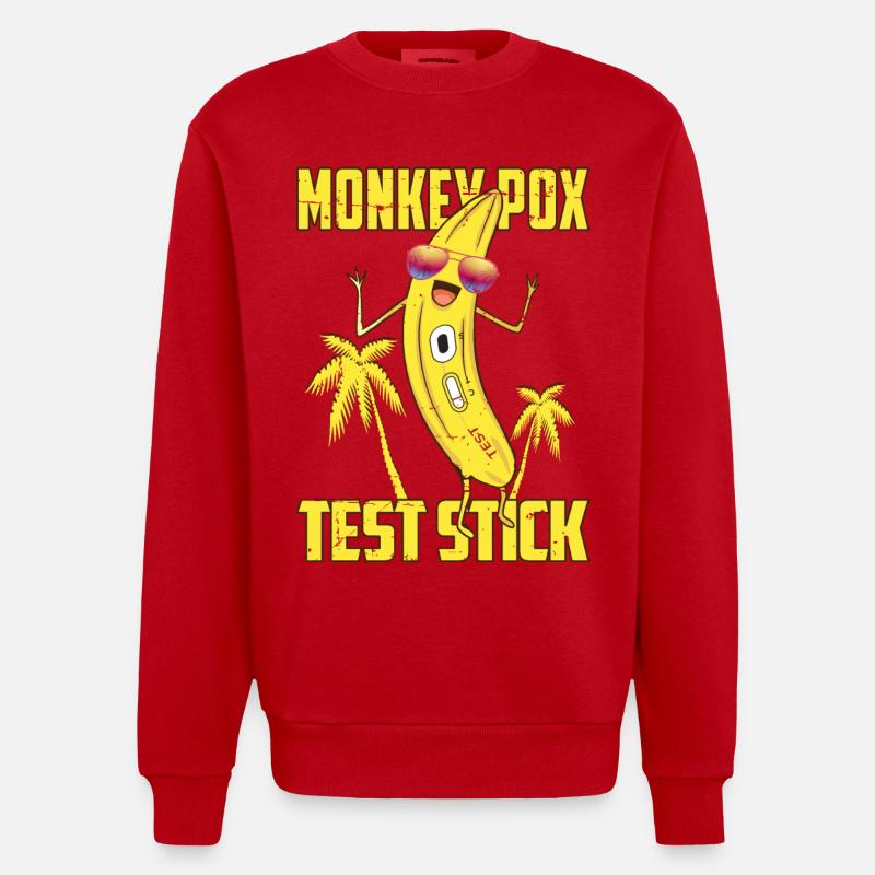 Monkey pox test sticks - Heavyweight Oversized Organic Crew Neck Made in EU - red