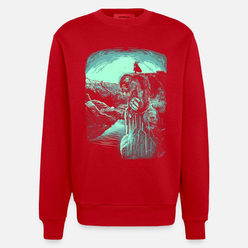 Pulpit Rock - Troll - Norvège - Sweat bio épais oversize fabriqué en UE - rouge