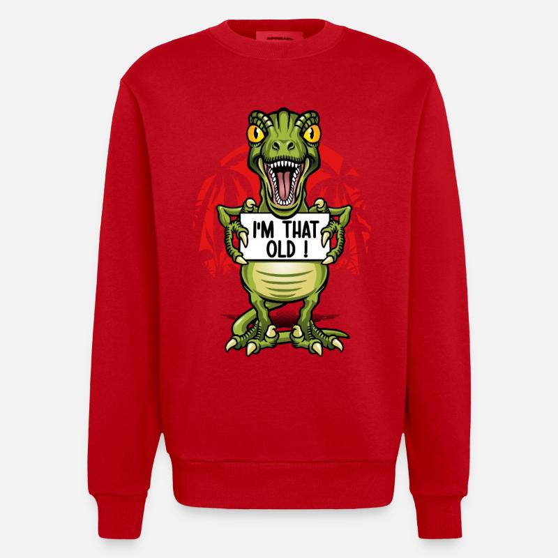 Ich bin ein alter Dinosaurier - Heavyweight Oversized Organic Crew Neck Made in EU - Rot