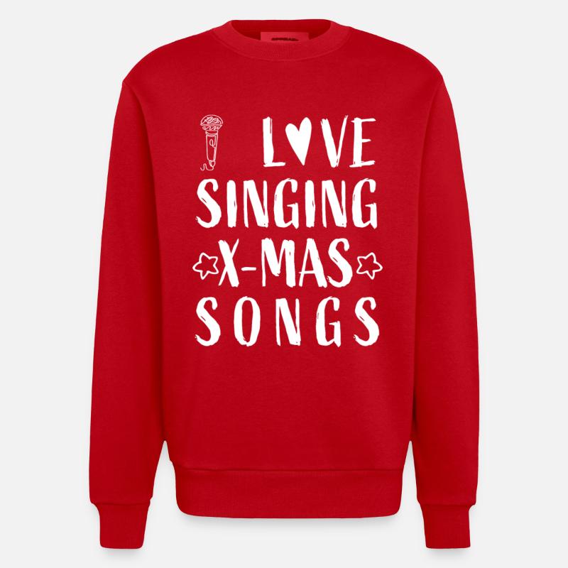 Micro - J’adore chanter Noël - Sweat bio épais oversize fabriqué en UE - rouge