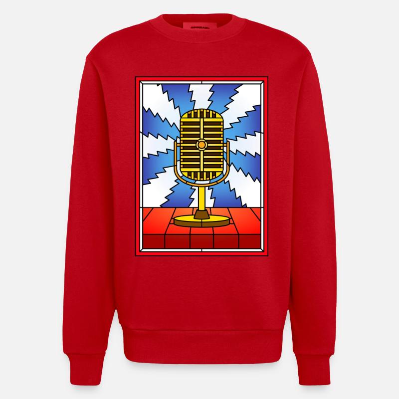 Conception rétro de vitrail micro - Sweat bio épais oversize fabriqué en UE - rouge