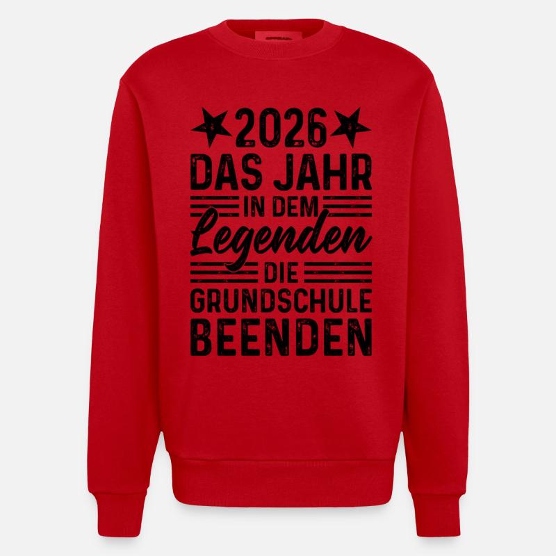 Année 2026 Legends End École primaire - Sweat bio épais oversize fabriqué en UE - rouge
