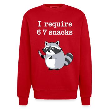 6-7 Internet Meme Cooler 6 7 Waschbär - Heavyweight Oversized Organic Crew Neck Made in EU - Rot - Vorne - AI Model Female 172 light (172cm) & AI Model Male 178 light (178cm)