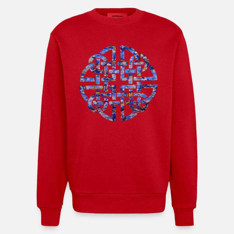 keltischer knoten 8 e 112 - Heavyweight Oversized Organic Crew Neck Made in EU - Rot