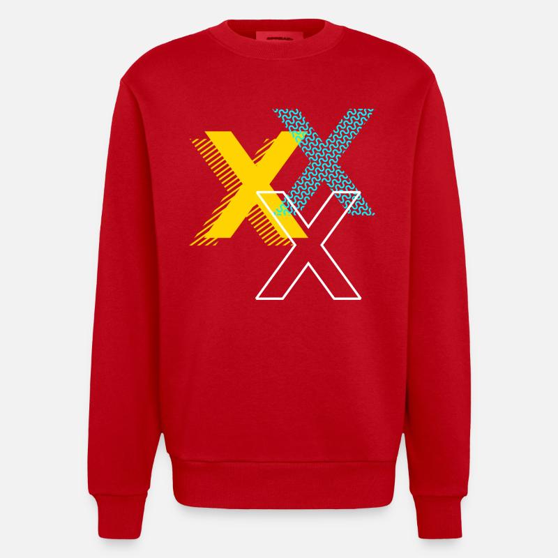 X Buchstabe - Heavyweight Oversized Organic Crew Neck Made in EU - Rot