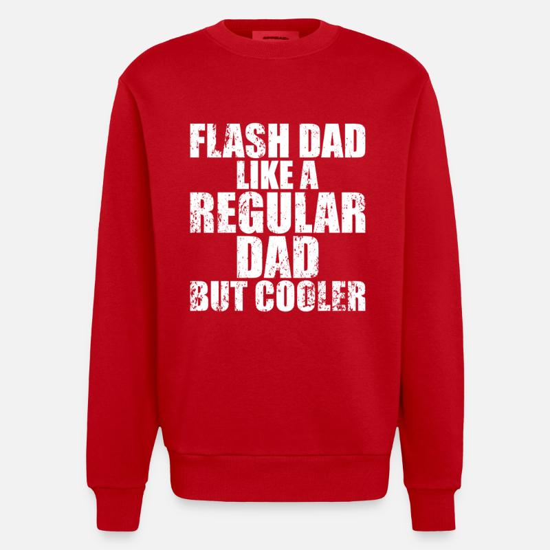 Bouldering Flash Papa Boulderer - Heavyweight Oversized Organic Crew Neck Made in EU - red