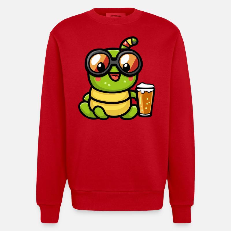 Wurm Apres Ski Bier Comic - Heavyweight Oversized Organic Crew Neck Made in EU - Rot