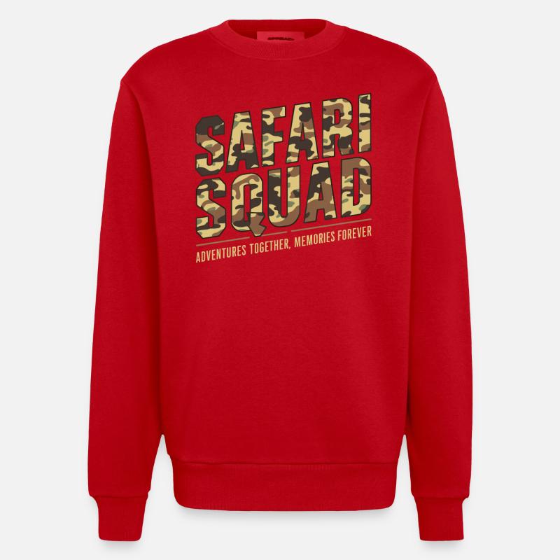 Safari Squad - Aventure ensemble, Souvenirs - Sweat bio épais oversize fabriqué en UE - rouge