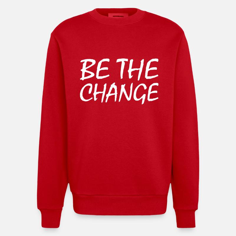 be the change - Sweat bio épais oversize fabriqué en UE - rouge