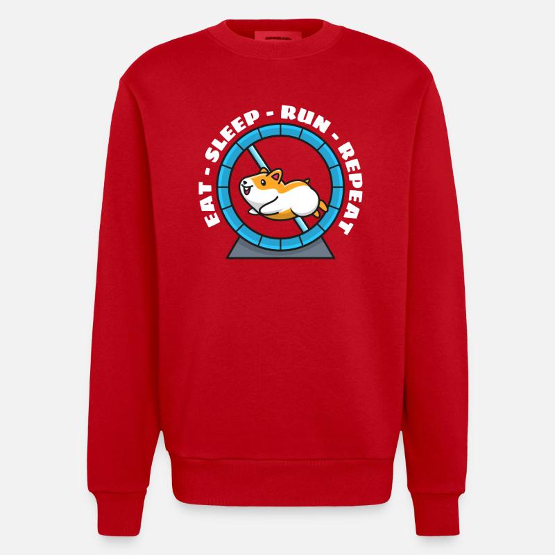 Hamster Eat Sleep Run Repeat - Heavyweight Oversized Organic Crew Neck Made in EU - Rot