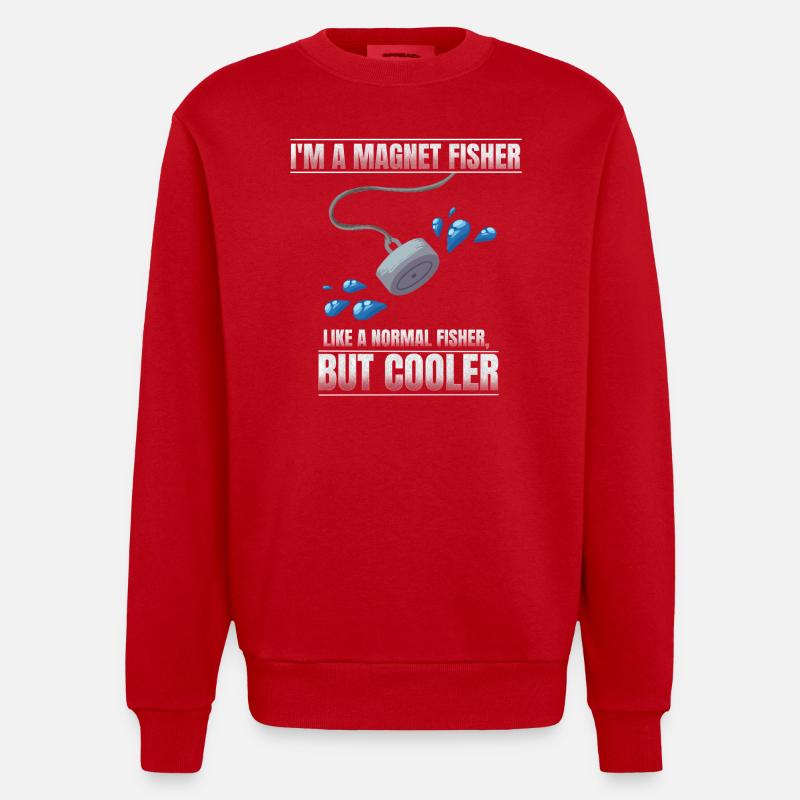 Ich bin ein Magnetfischer - Heavyweight Oversized Organic Crew Neck Made in EU - Rot