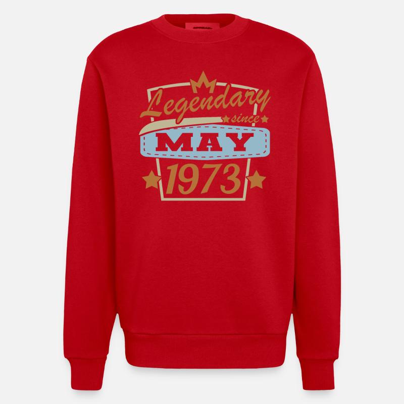 Mai 1973 Rétro Anniversaire - Sweat bio épais oversize fabriqué en UE - rouge