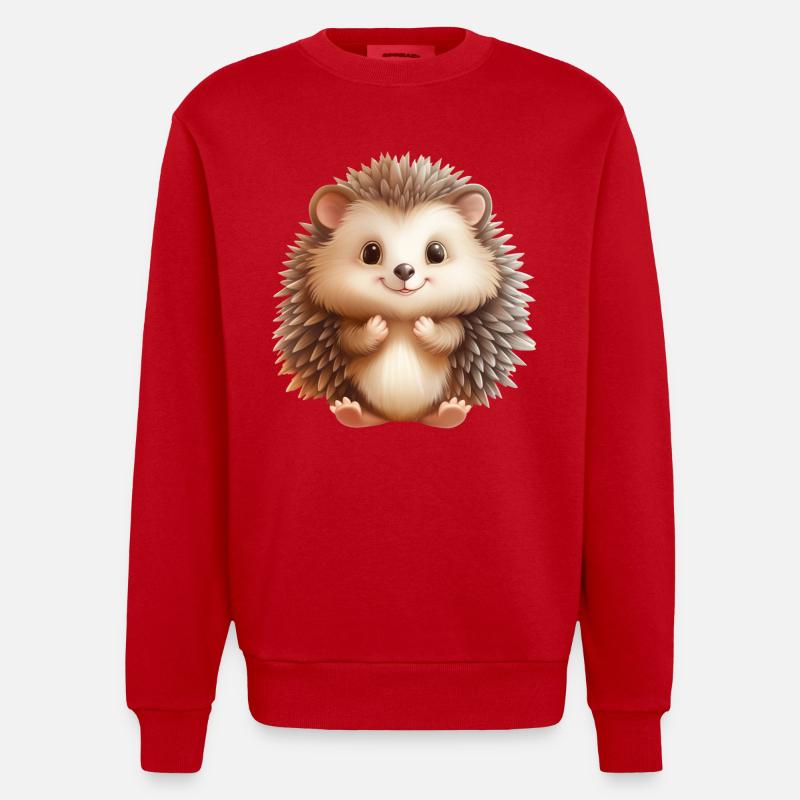 Süsser sitzender Igel - Heavyweight Oversized Organic Crew Neck Made in EU - Rot