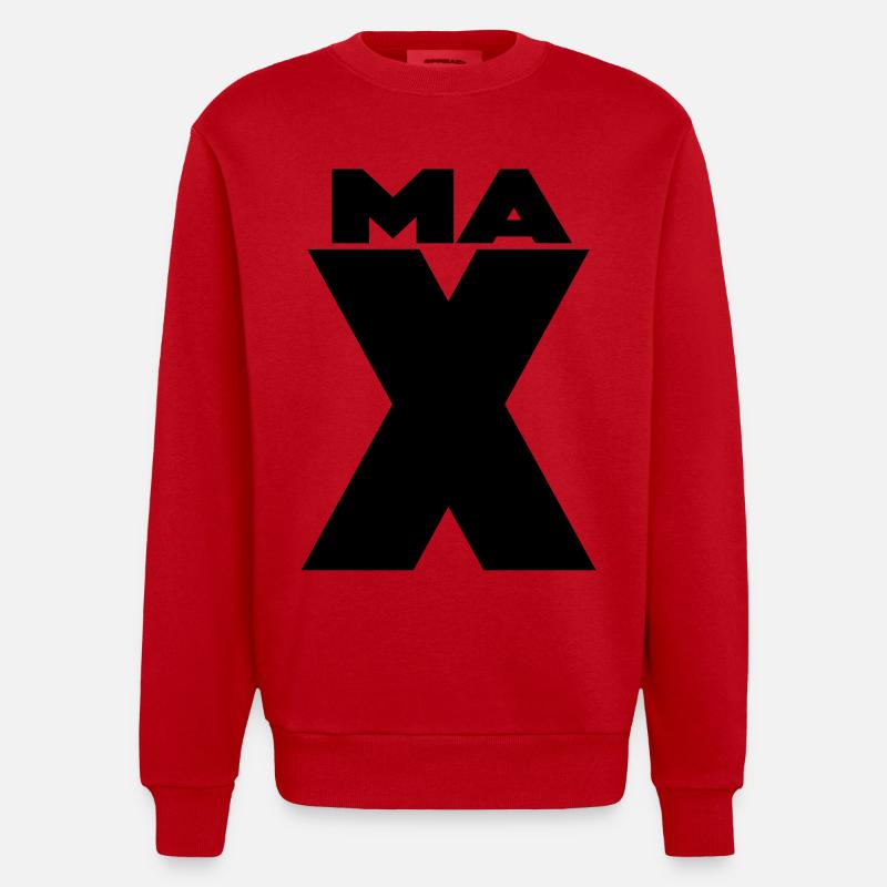 Max X – Minimal Name Design - Heavyweight Oversized Organic Crew Neck Made in EU - Rot