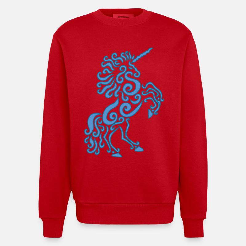 Blaues Einhorn Pferd - Heavyweight Oversized Organic Crew Neck Made in EU - Rot