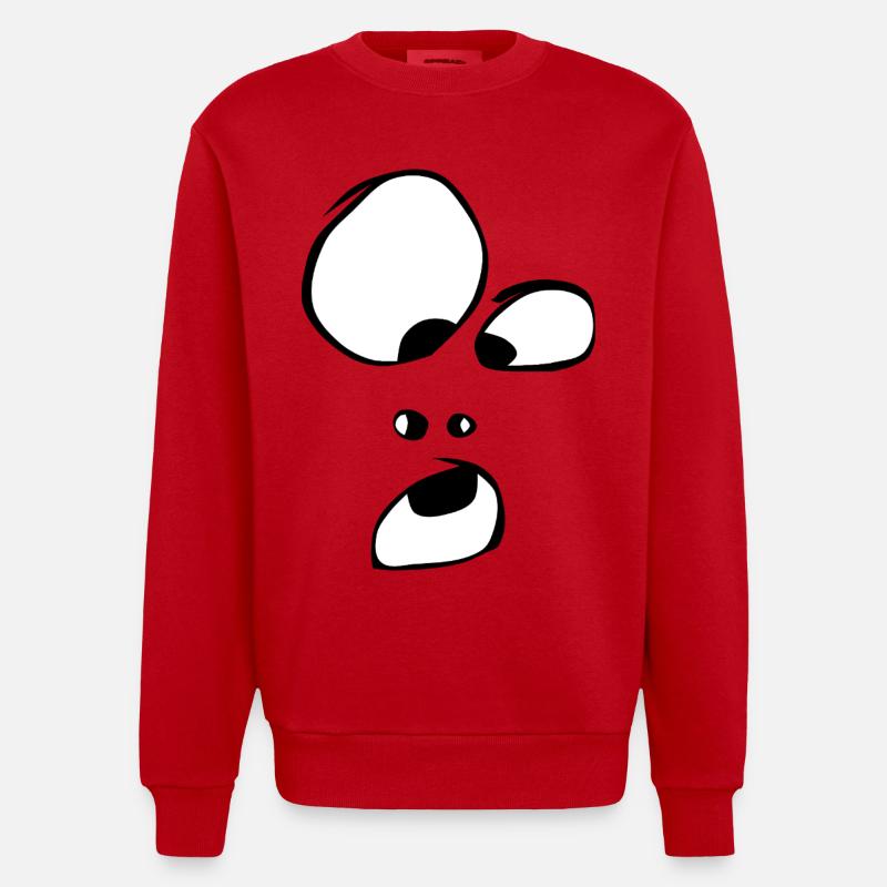 oho ! Gesicht Geist Gespenst Halloween Comic - Heavyweight Oversized Organic Crew Neck Made in EU - Rot