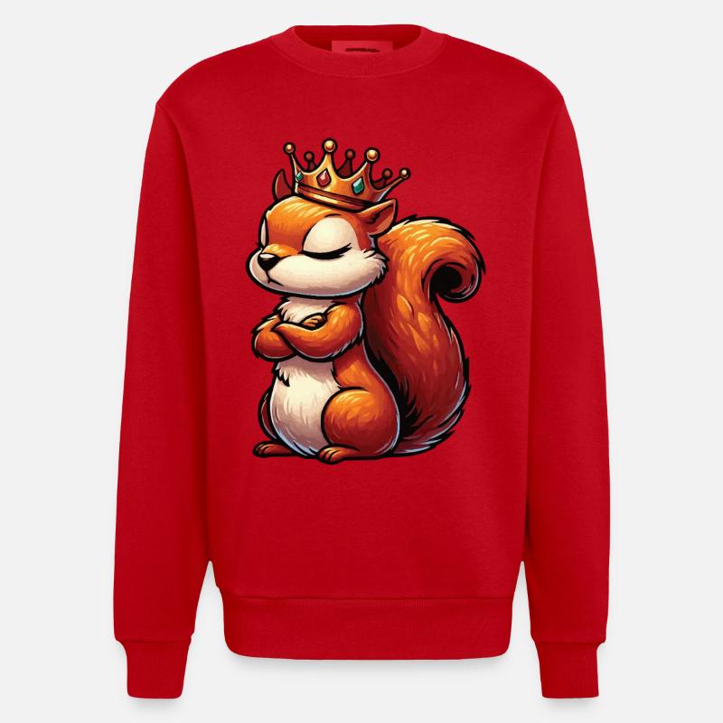 Eichhörnchen Eichhorn Eichhörnchenliebhaber Nager - Heavyweight Oversized Organic Crew Neck Made in EU - Rot