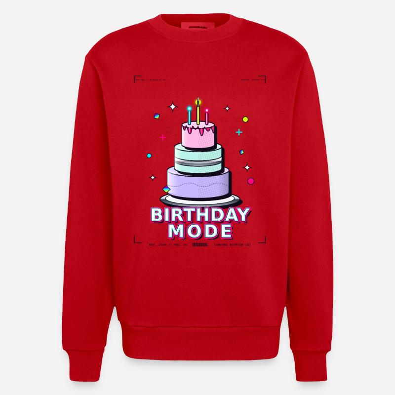 gâteau d’anniversaire anniversaire - Sweat bio épais oversize fabriqué en UE - rouge