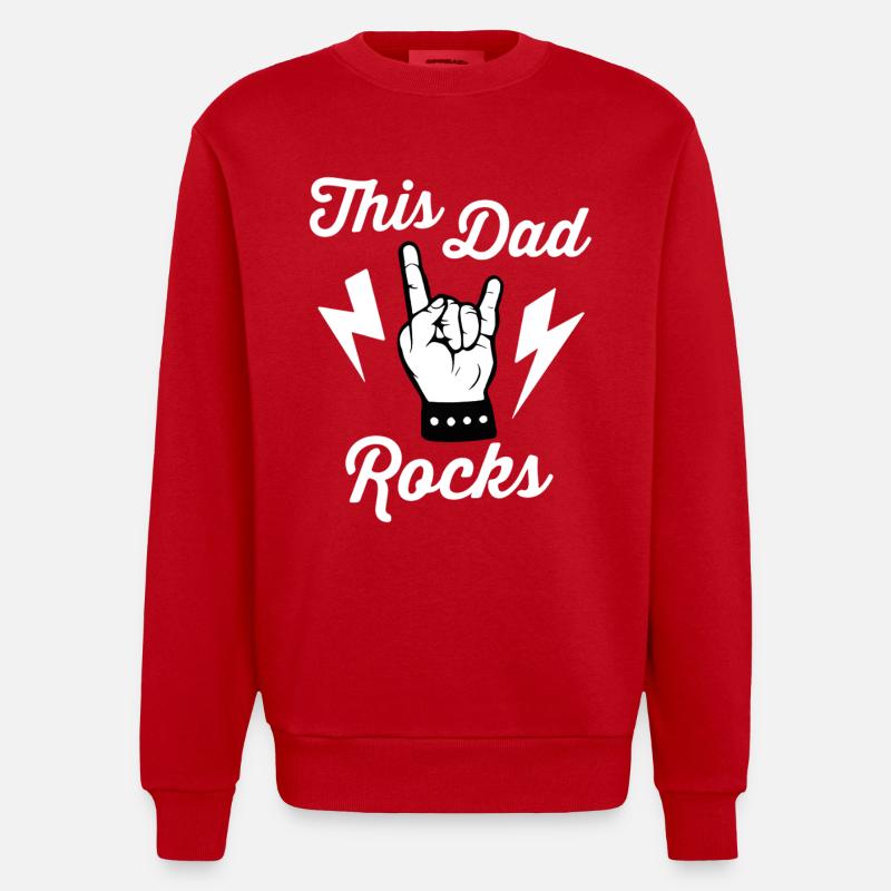 This Dad Rocks - Heavyweight Oversized Organic Crew Neck Made in EU - red