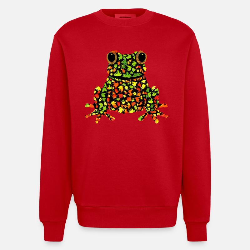 Høstfrosk Fargerike Blader Høst - Heavyweight Oversized Organic Crew Neck produsert i EU - rød