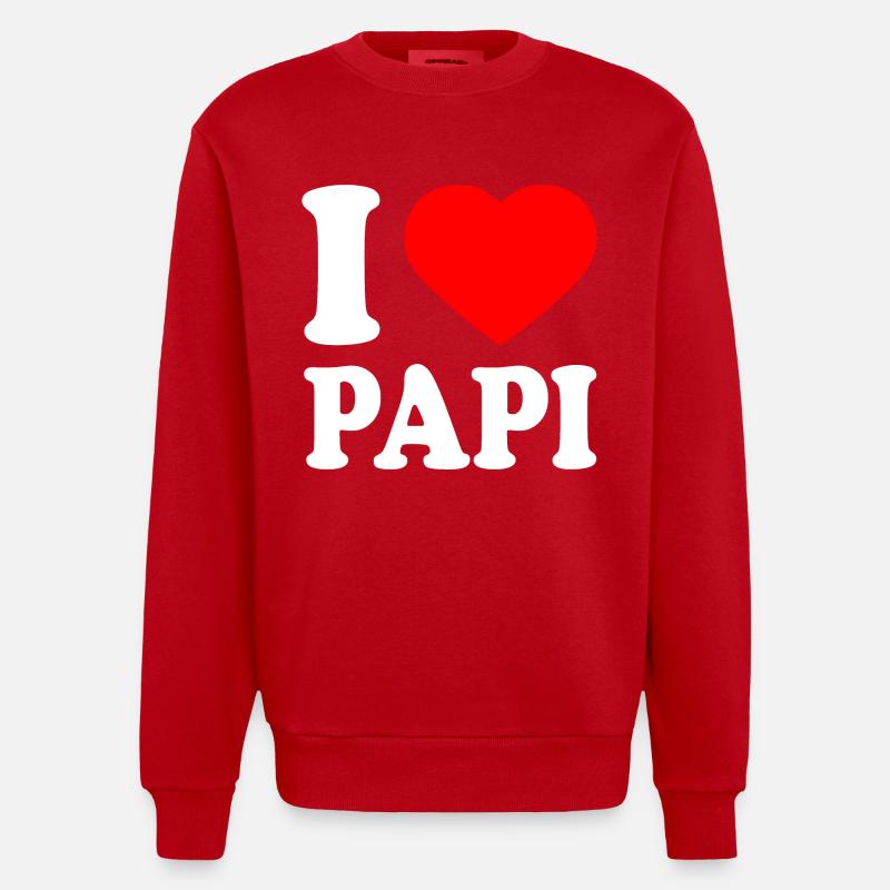 I love papi - Heavyweight Oversized Organic Crew Neck Made in EU - red