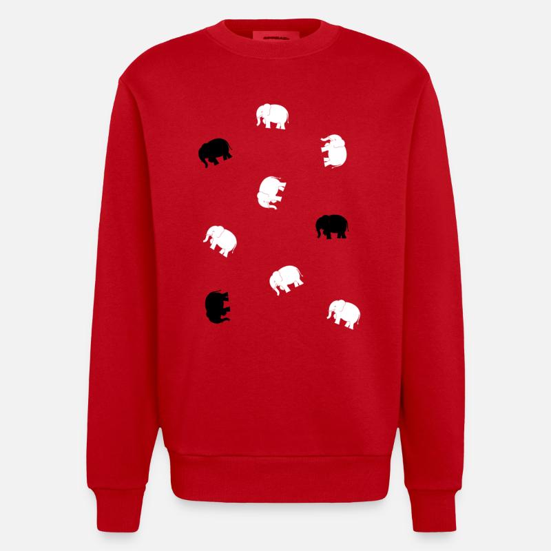 Petits éléphants - Sweat bio épais oversize fabriqué en UE - rouge