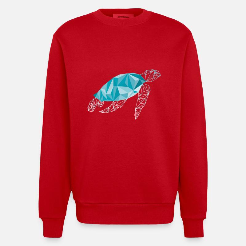 Turtle polygon - Heavyweight Oversized Organic Crew Neck Made in EU - red