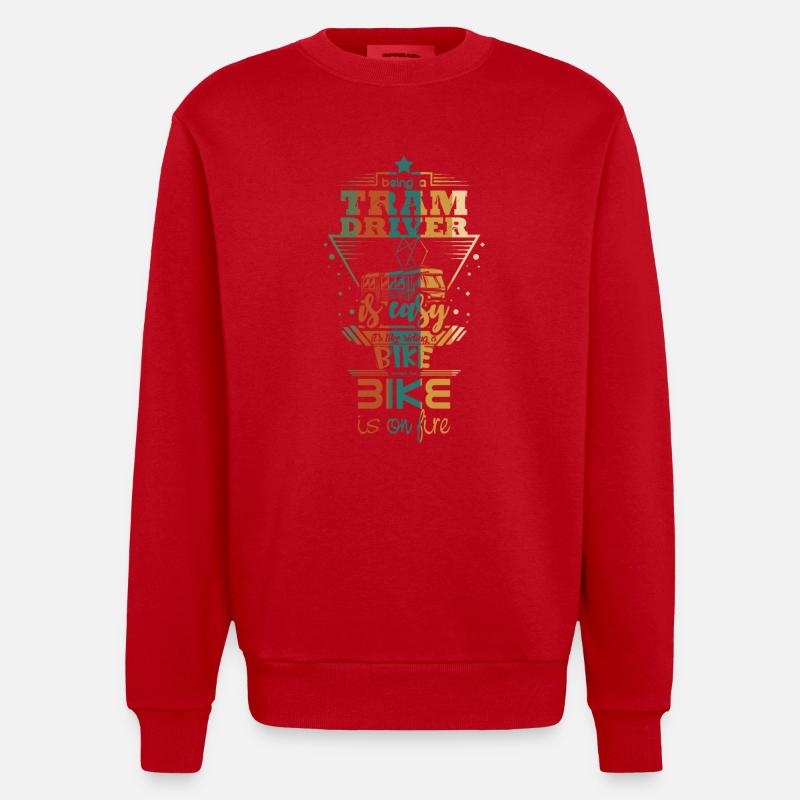 Tramfahrer Spruch - Heavyweight Oversized Organic Crew Neck Made in EU - Rot