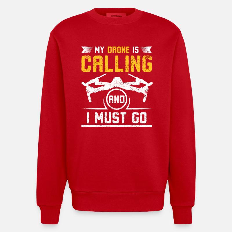 My Drone is calling - Heavyweight Oversized Organic Crew Neck Made in EU - red
