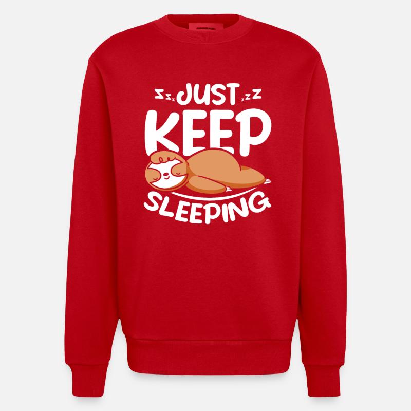 Sloth just keep sleeping - Heavyweight Oversized Organic Crew Neck Made in EU - red