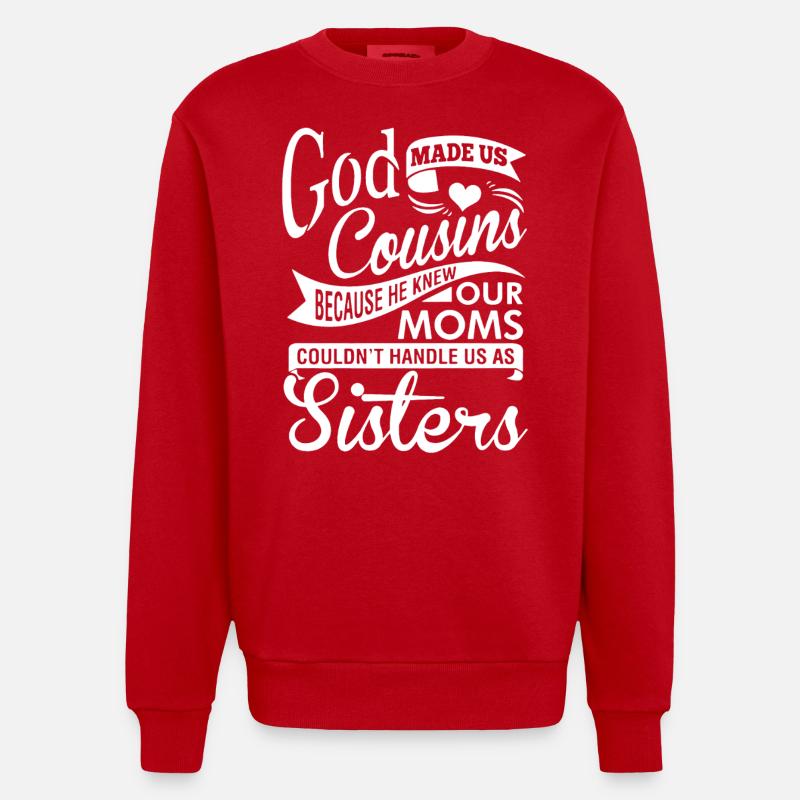 God Made Us Cousins - Heavyweight Oversized Organic Crew Neck Made in EU - red