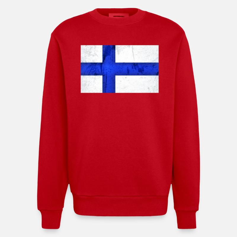 Drapeau de la Finlande - Sweat bio épais oversize fabriqué en UE - rouge