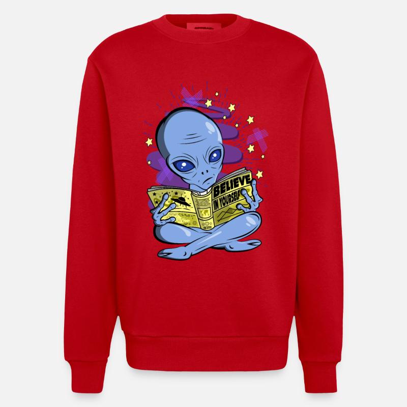 Alien - Glaube an dich selbst - Heavyweight Oversized Organic Crew Neck Made in EU - Rot