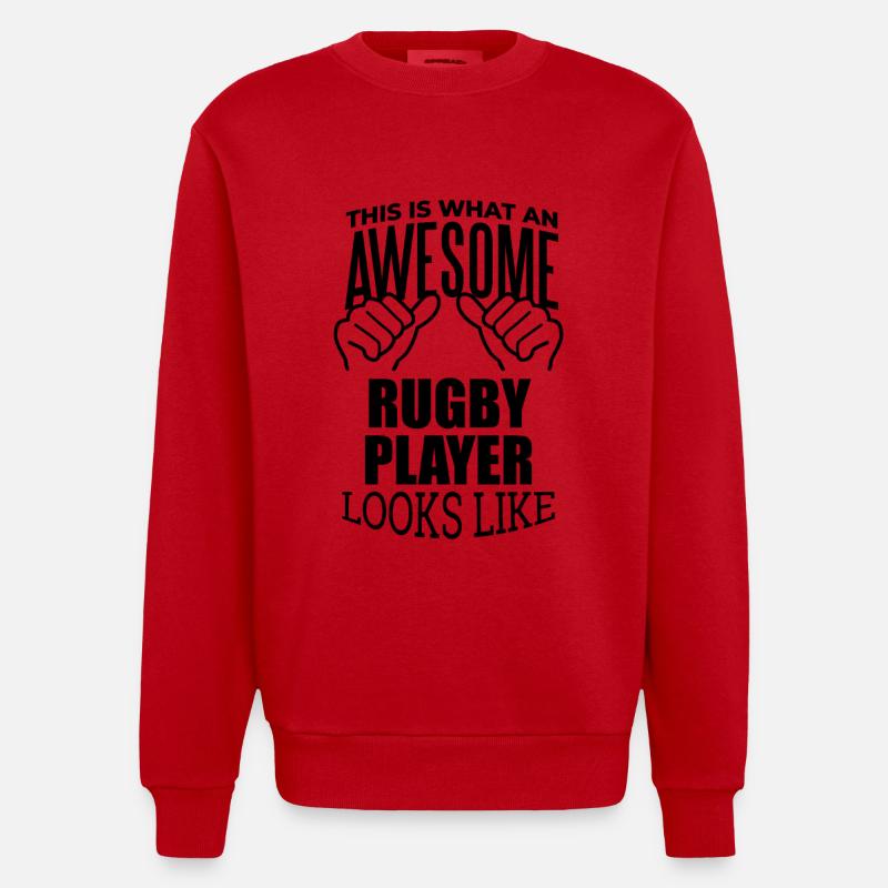 Rugby - Heavyweight Oversized Organic Crew Neck Made in EU - red
