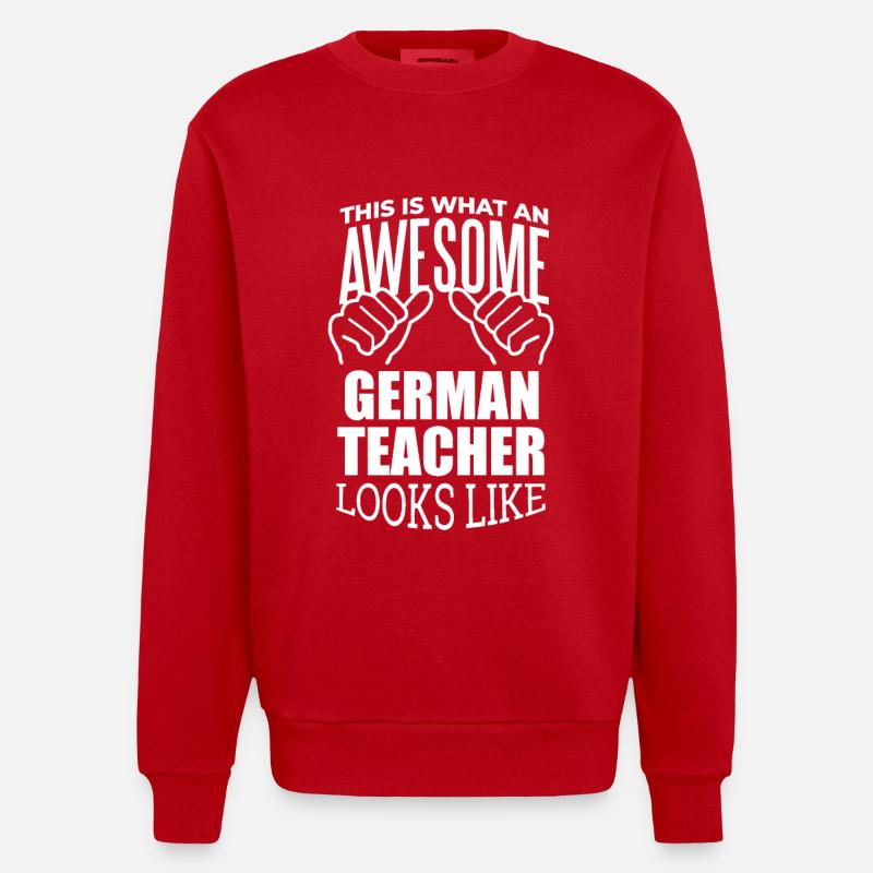Deutsch - Heavyweight Oversized Organic Crew Neck Made in EU - Rot
