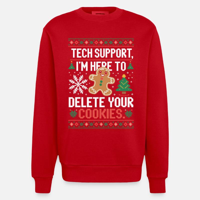 Tech Support Cookie Saying - Heavyweight Oversized Organic Crew Neck Made in EU - red