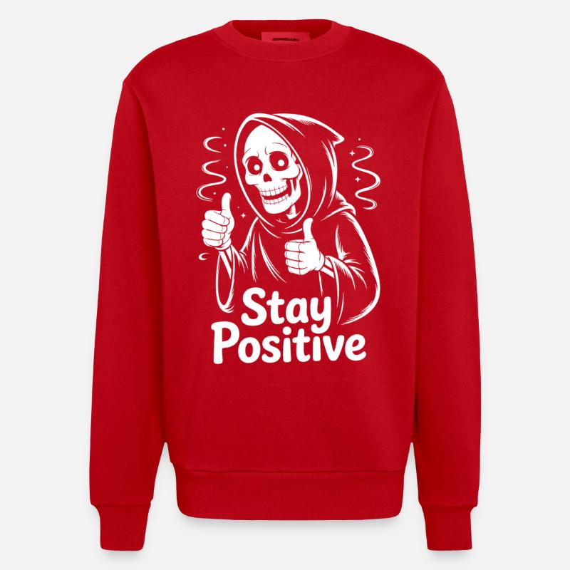 Squelette : Reste positif - Sweat bio épais oversize fabriqué en UE - rouge