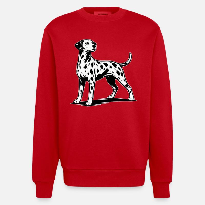 Silhouette dalmate noir et blanc - Sweat bio épais oversize fabriqué en UE - rouge