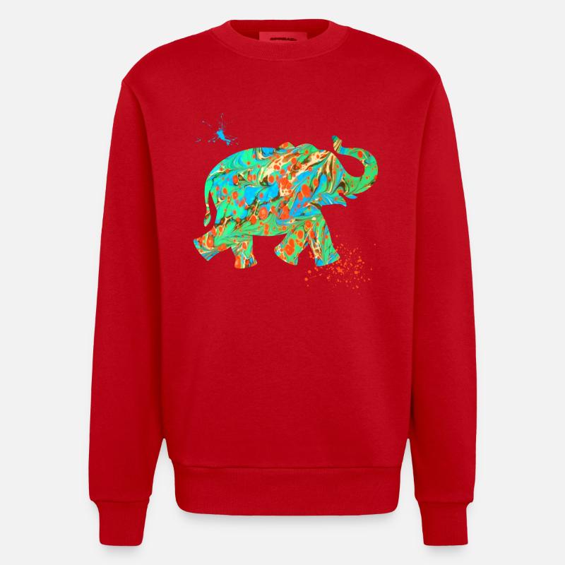 éléphant e 4 - Sweat bio épais oversize fabriqué en UE - rouge