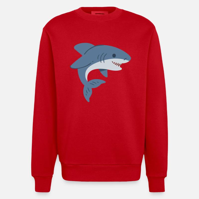 requin mignon - Sweat bio épais oversize fabriqué en UE - rouge